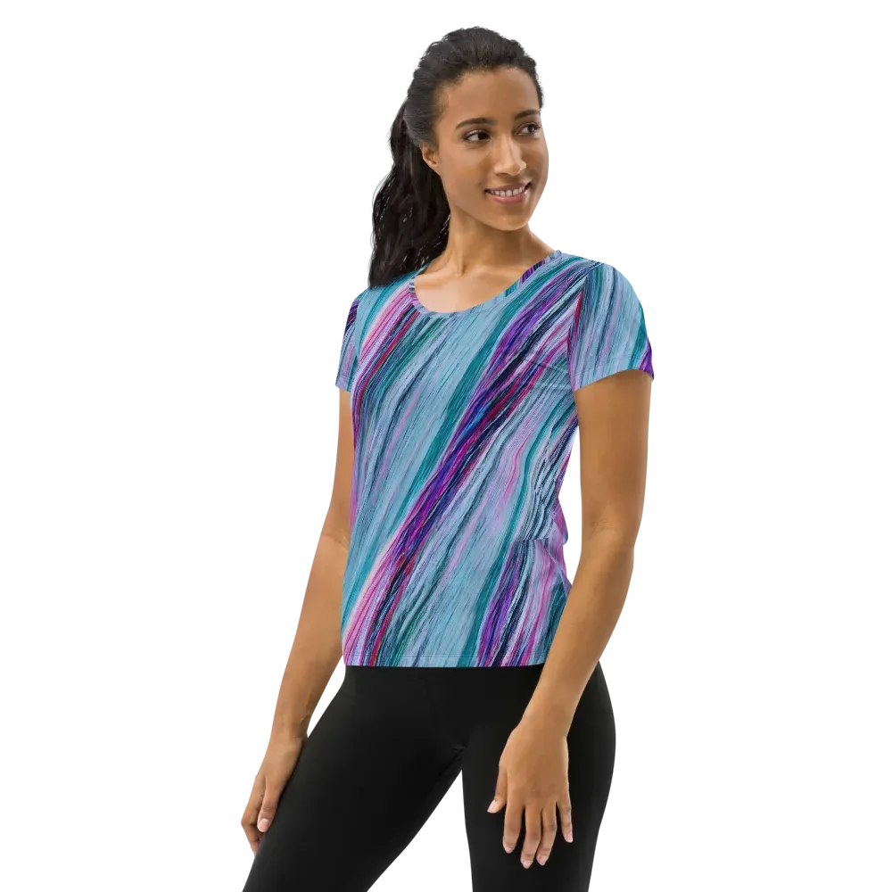Chromatic Drift on Women's Athletic T-Shirt — Left