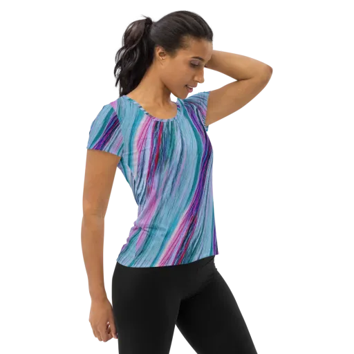 Chromatic Drift on a Women's Athletic T-Shirt