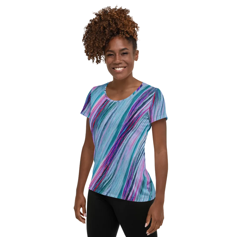 Chromatic Drift on Women's Athletic T-Shirt — Left