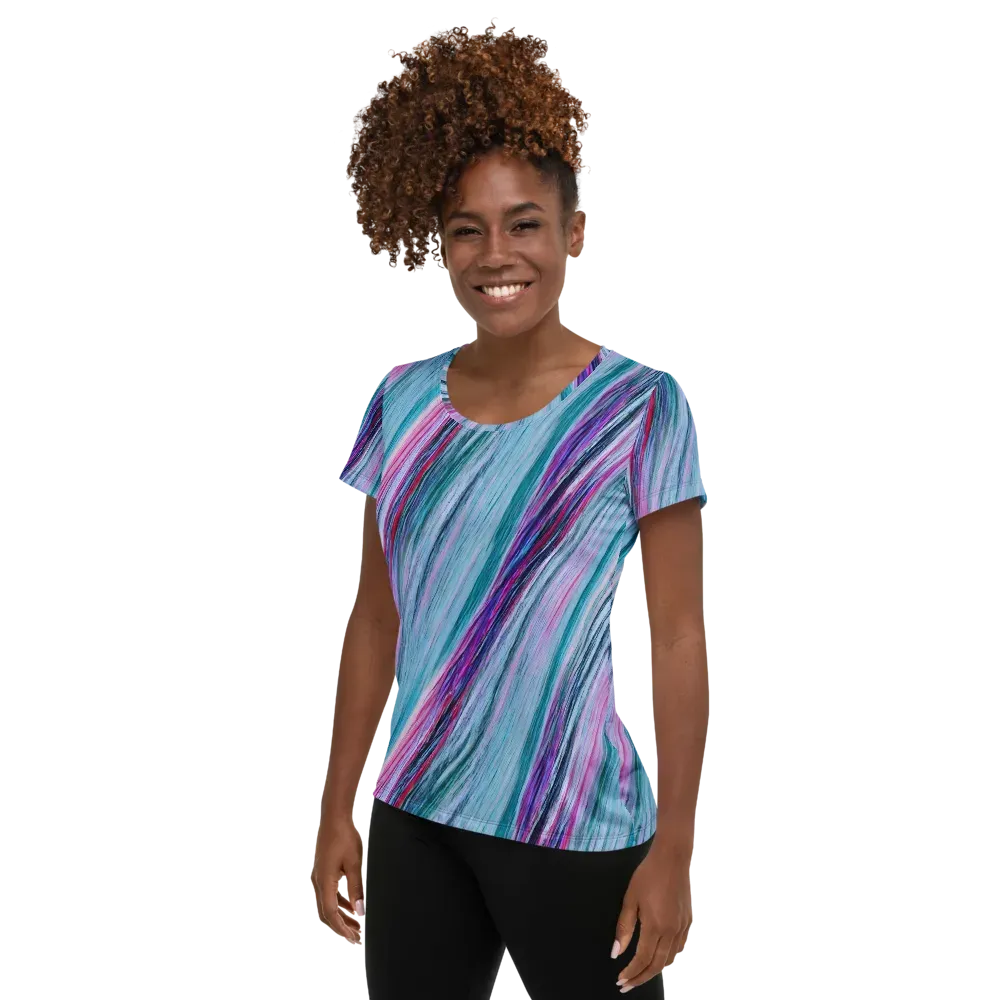 Chromatic Drift on Women's Athletic T-Shirt — Left