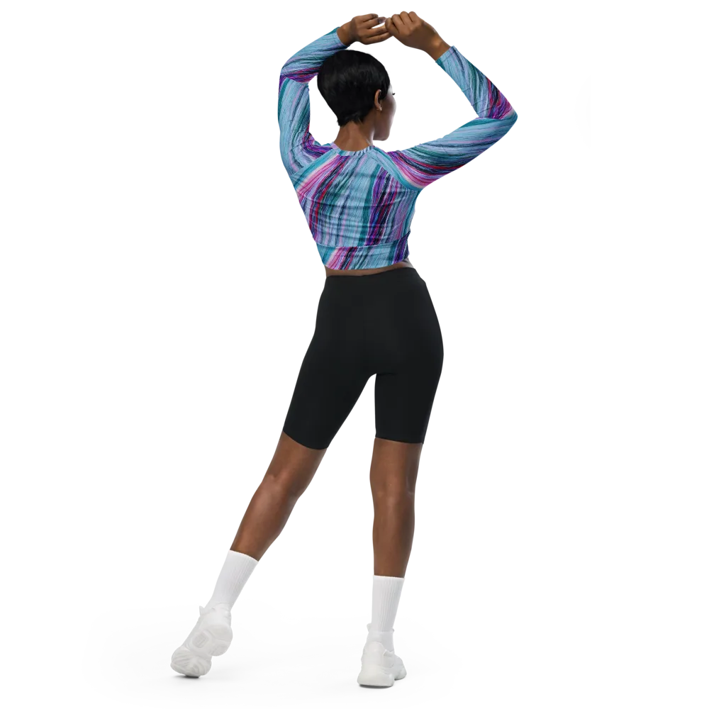 Chromatic Drift on Long Sleeve Crop Top — Back