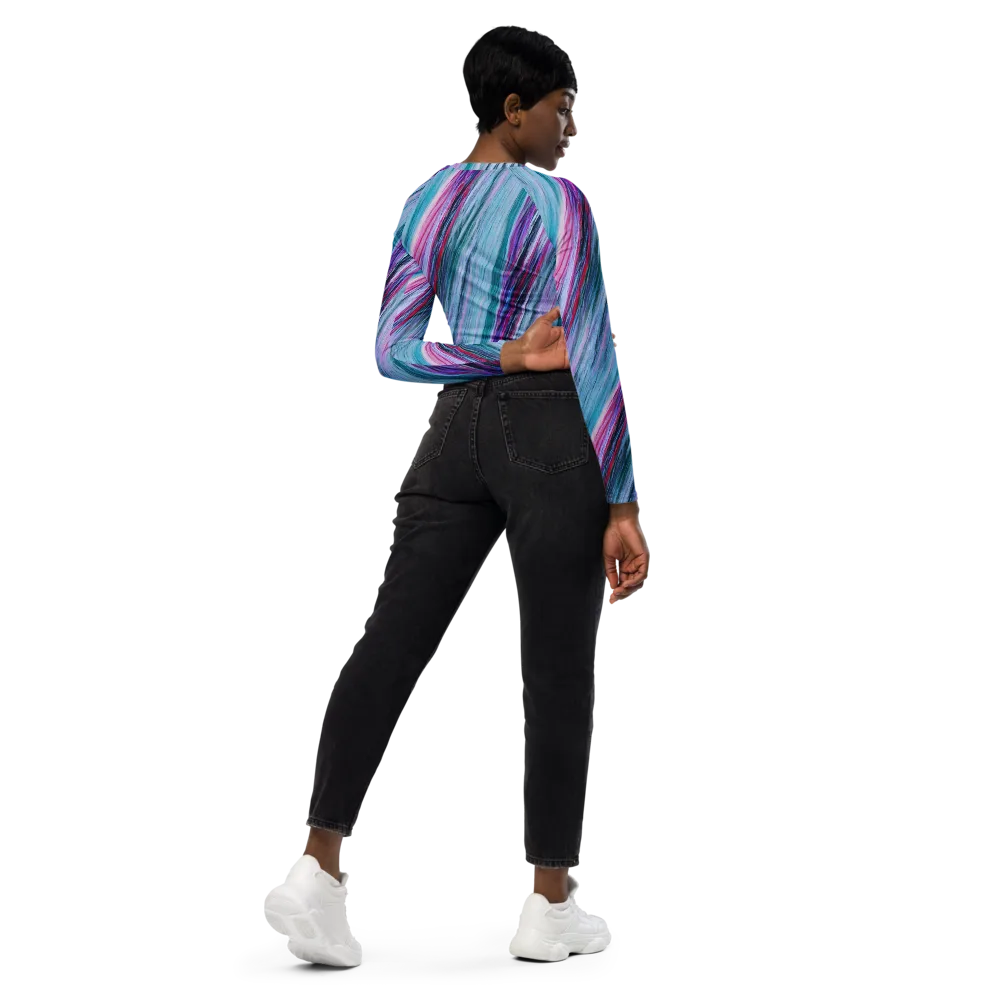 Chromatic Drift on Long Sleeve Crop Top — Right Back