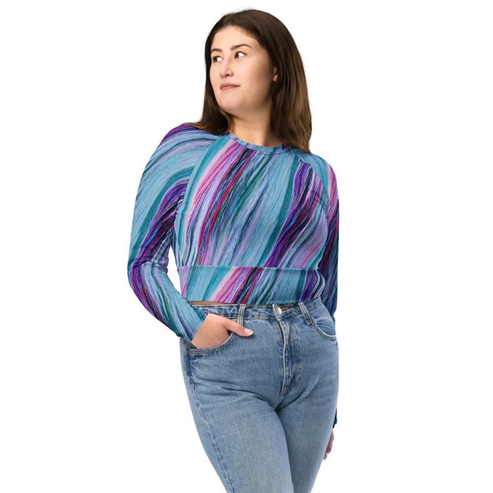 Chromatic Drift on Long Sleeve Crop Top — Front