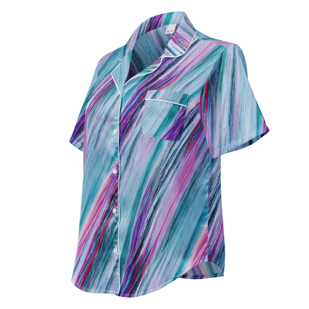 Chromatic Drift on Women's Short Sleeve Pajama Top — Left Front
