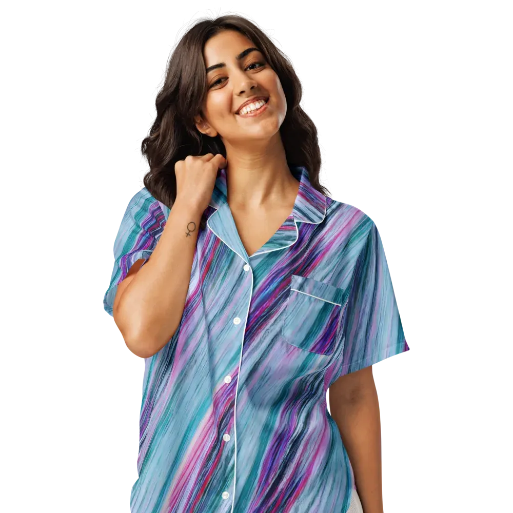 Chromatic Drift on Women's Short Sleeve Pajama Top — Front