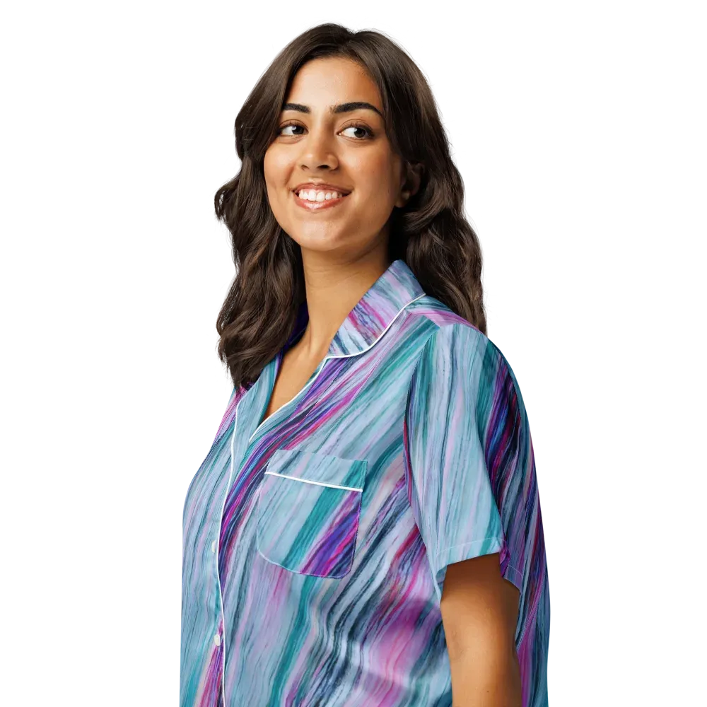 Chromatic Drift on Women's Short Sleeve Pajama Top — Left Front