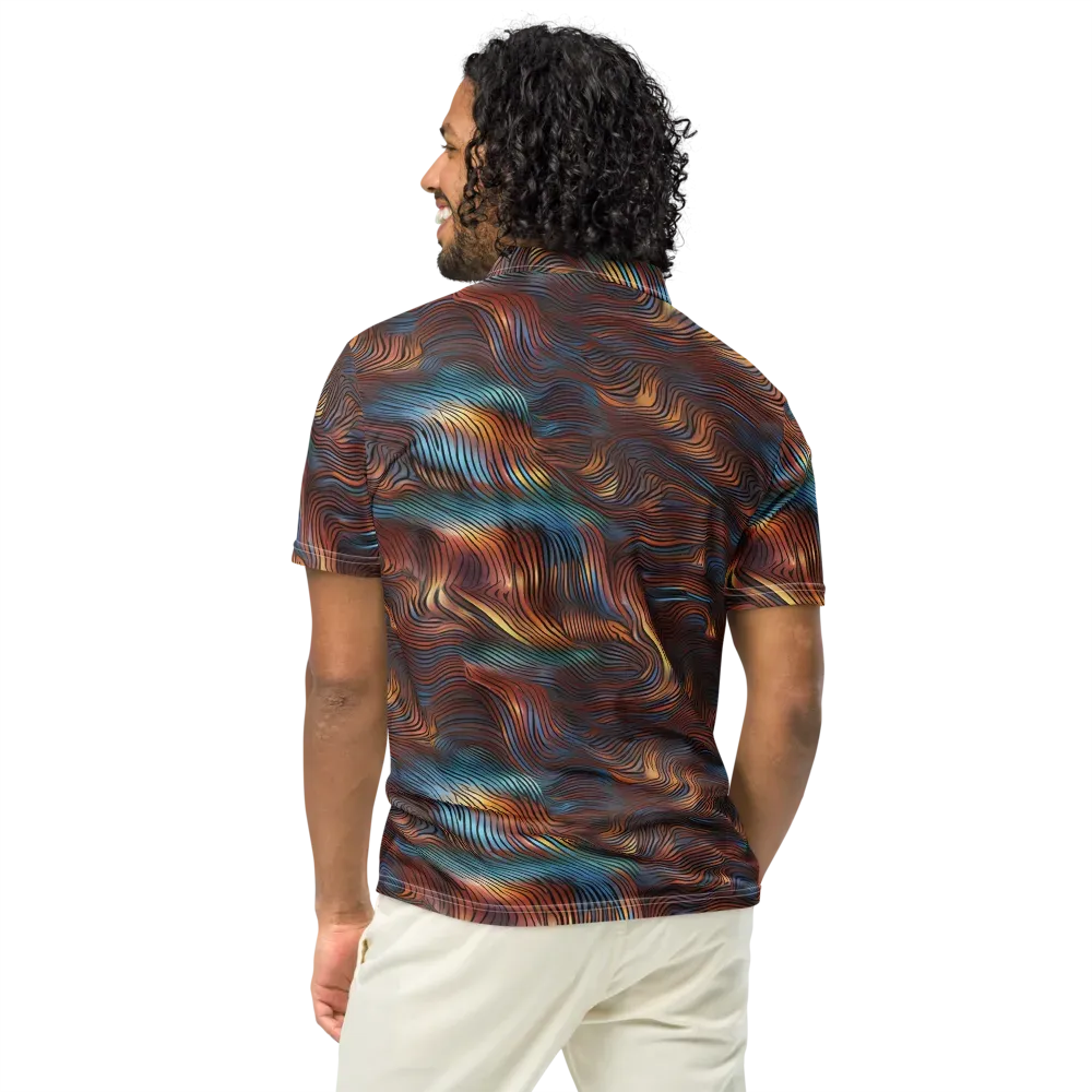 Molten Topography on Men's Slim Fit Polo Shirt — Back