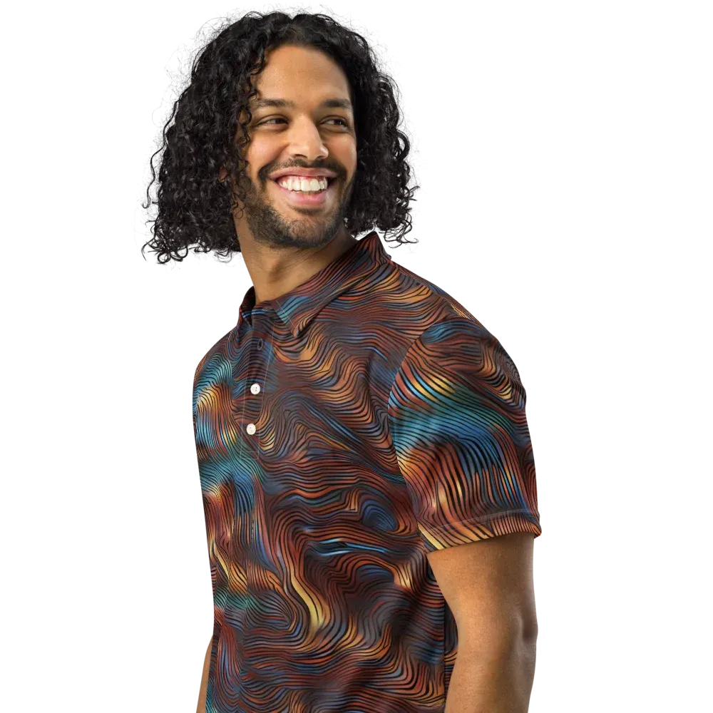 Molten Topography on Men's Slim Fit Polo Shirt — Left Front
