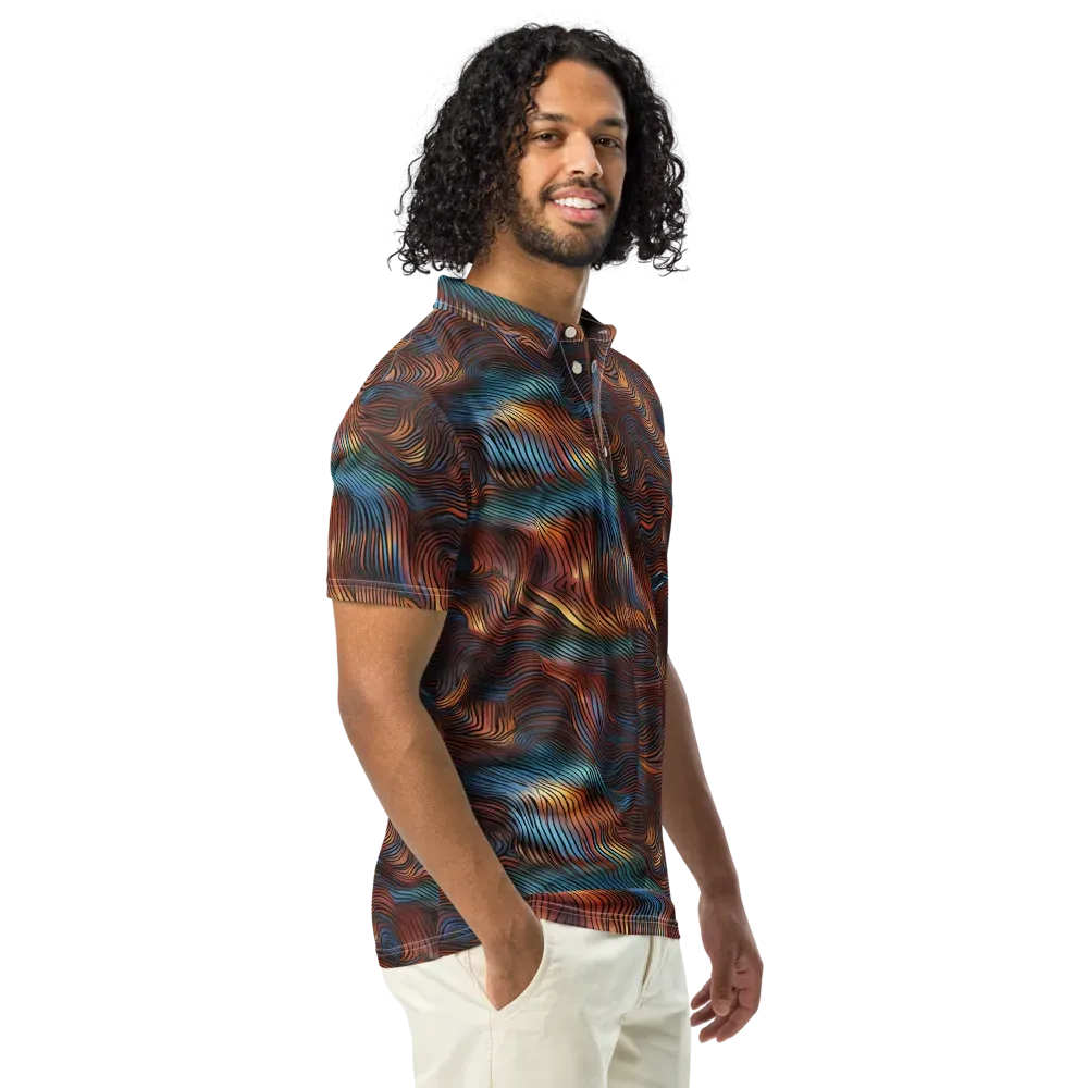 Molten Topography on Men's Slim Fit Polo Shirt — Right Front