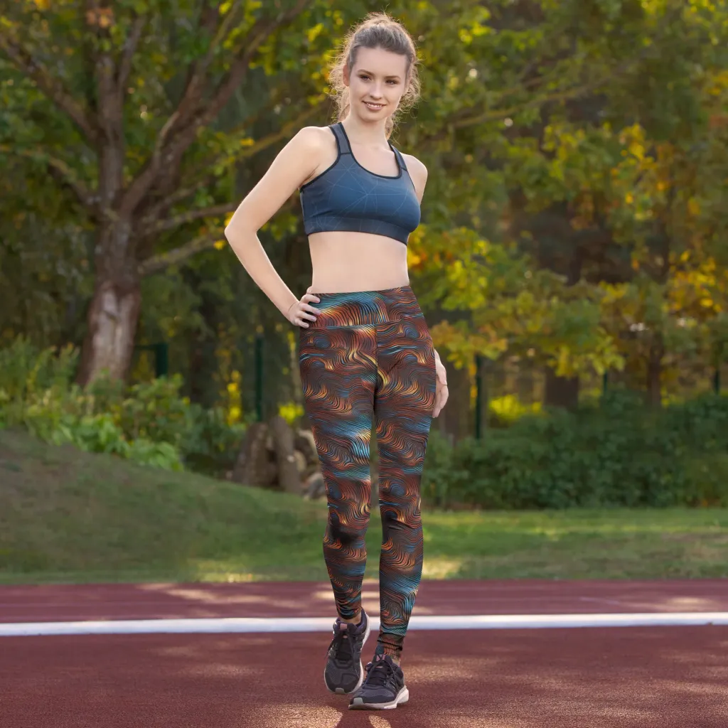 Molten Topography on Yoga Leggings — Front