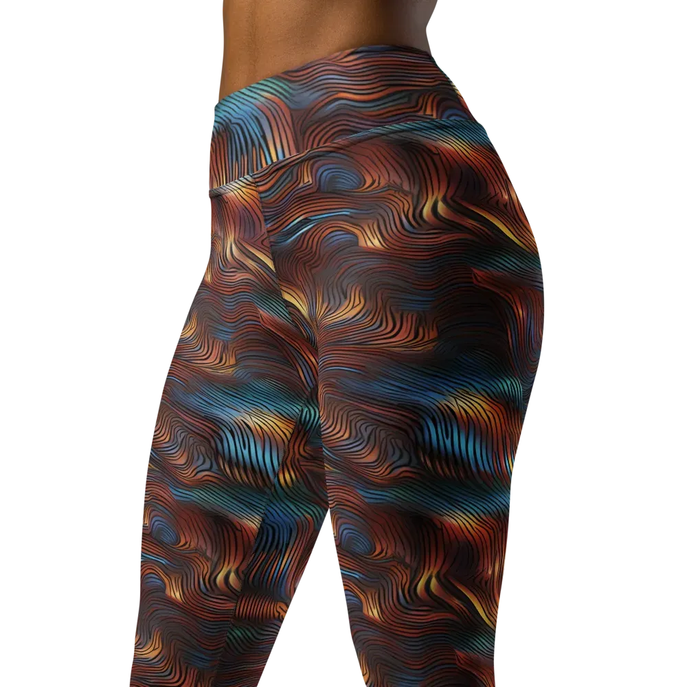 Molten Topography on Yoga Leggings — Left Front