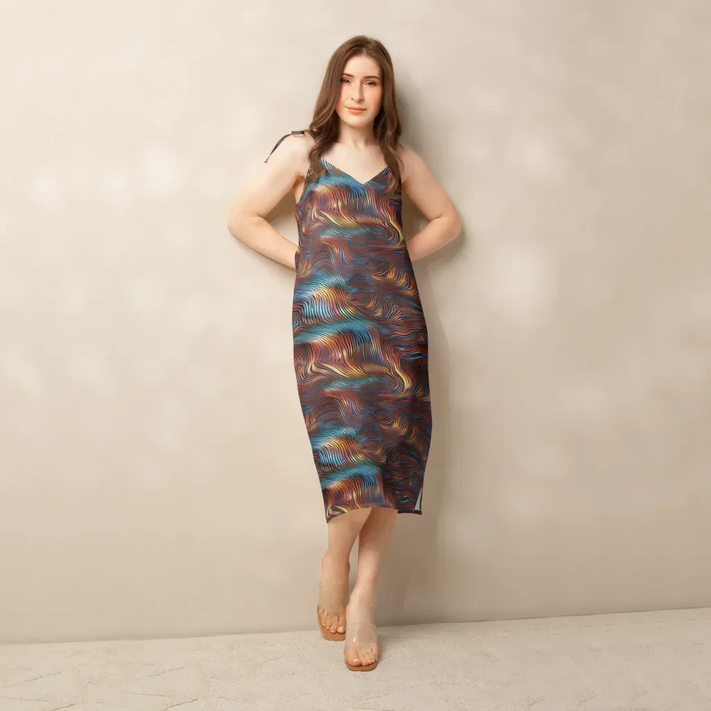 Molten Topography on Slip Dress — Front