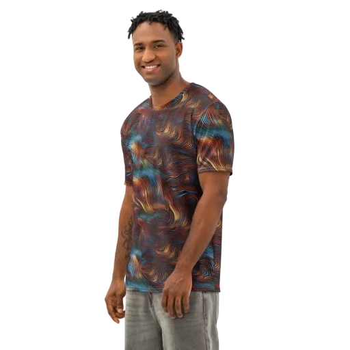 Molten Topography on a Men's Cotton Crew Neck T-Shirt