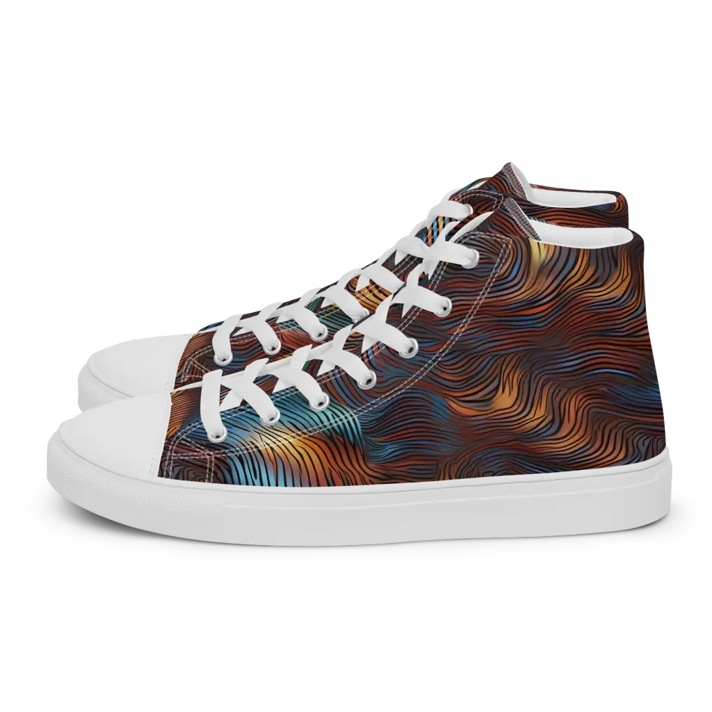 Molten Topography on Men's High Top Canvas Shoes — Left