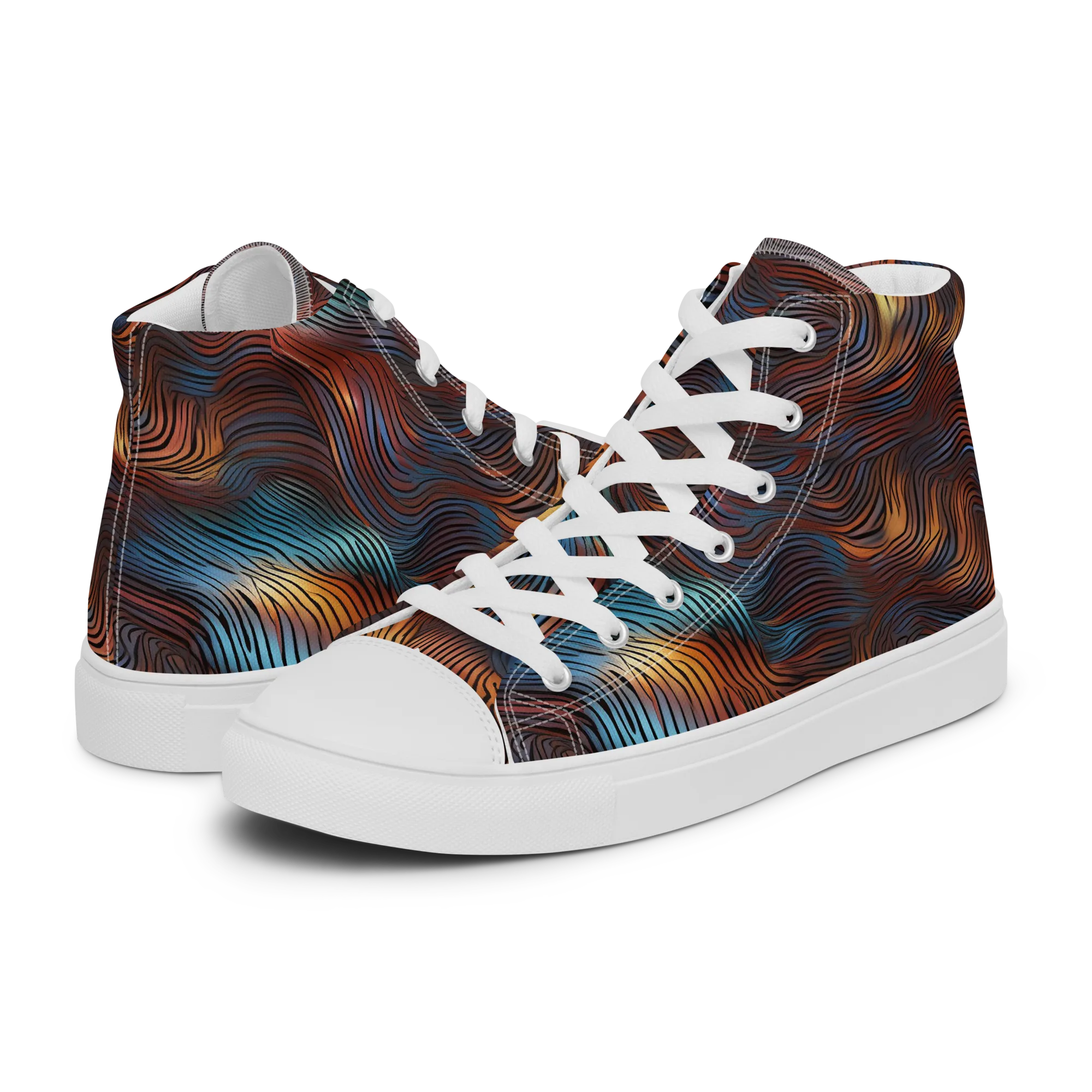 Molten Topography on Men's High Top Canvas Shoes — Left