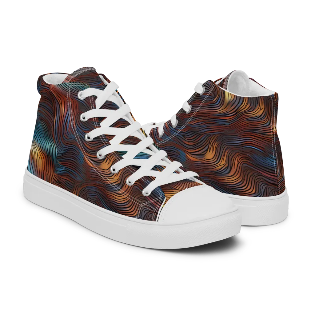Molten Topography on Men's High Top Canvas Shoes — Right