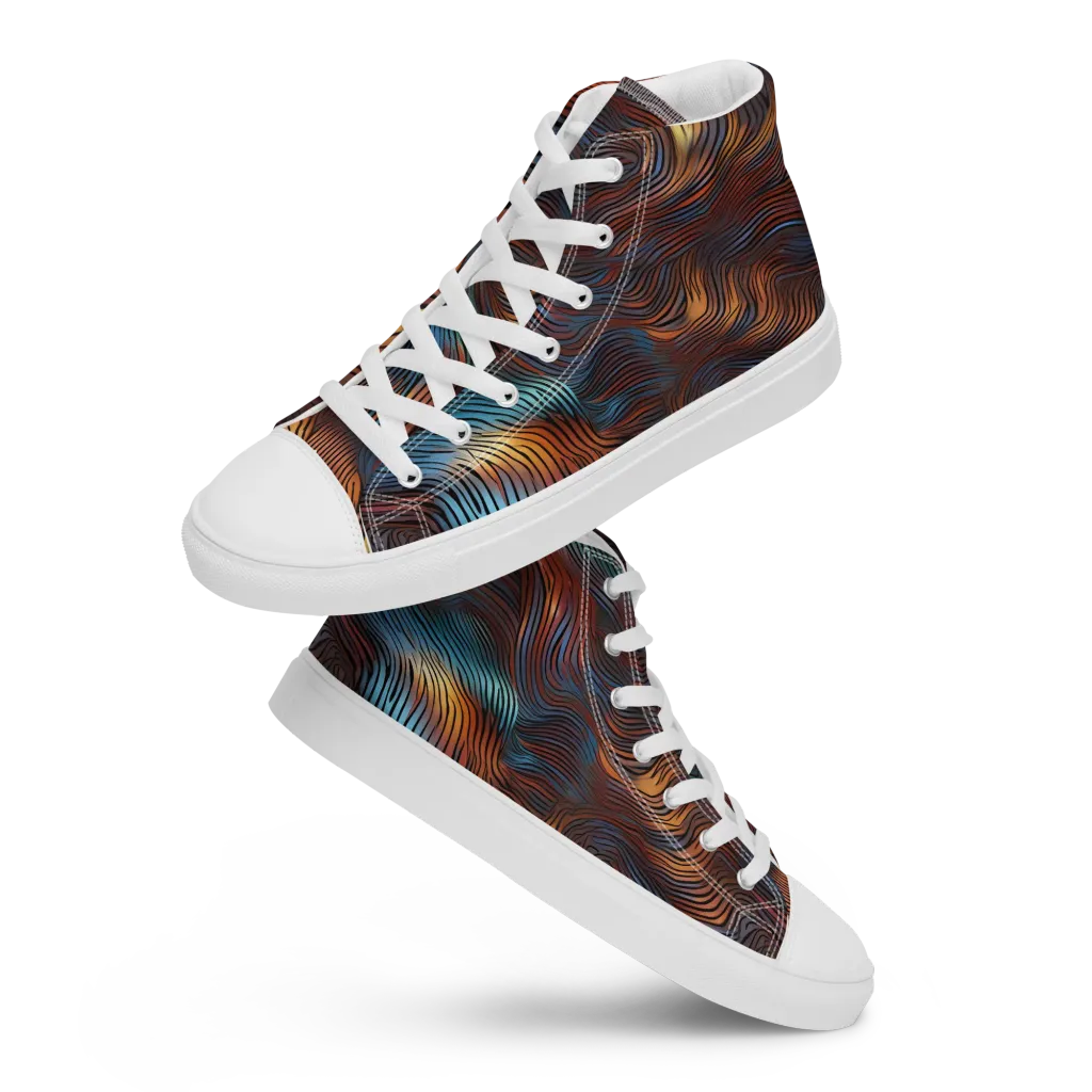 Molten Topography on Men's High Top Canvas Shoes — Front