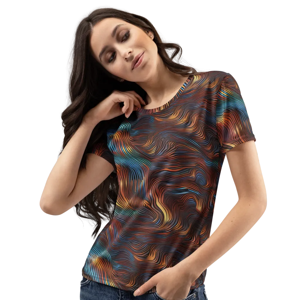 Molten Topography on Women's Crew Neck T-Shirt — Left Front