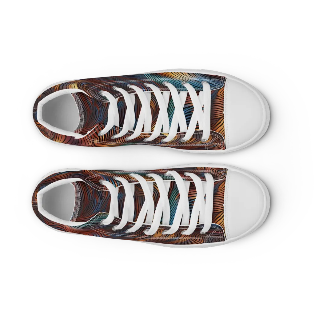 Molten Topography on Women's High Top Canvas Shoes — Front