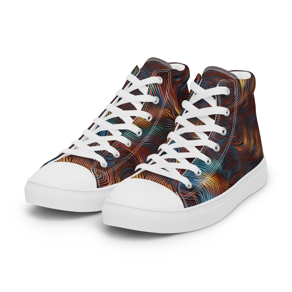 Molten Topography on Women's High Top Canvas Shoes — Left Front