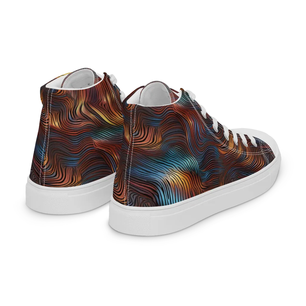 Molten Topography on Women's High Top Canvas Shoes — Right Back
