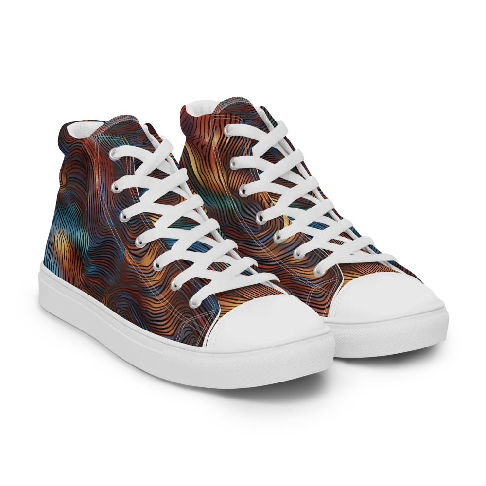 Molten Topography on Women's High Top Canvas Shoes — Right Front