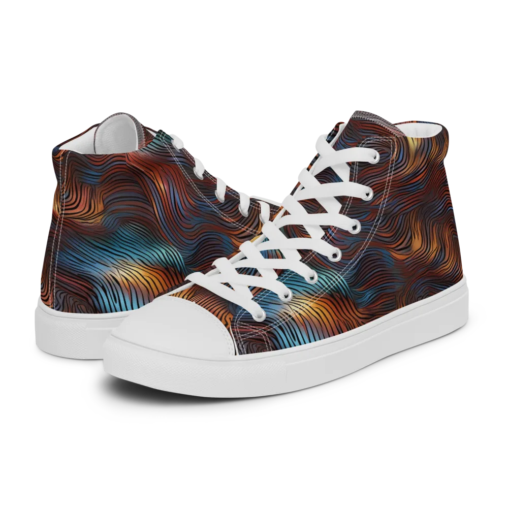 Molten Topography on Women's High Top Canvas Shoes — Left