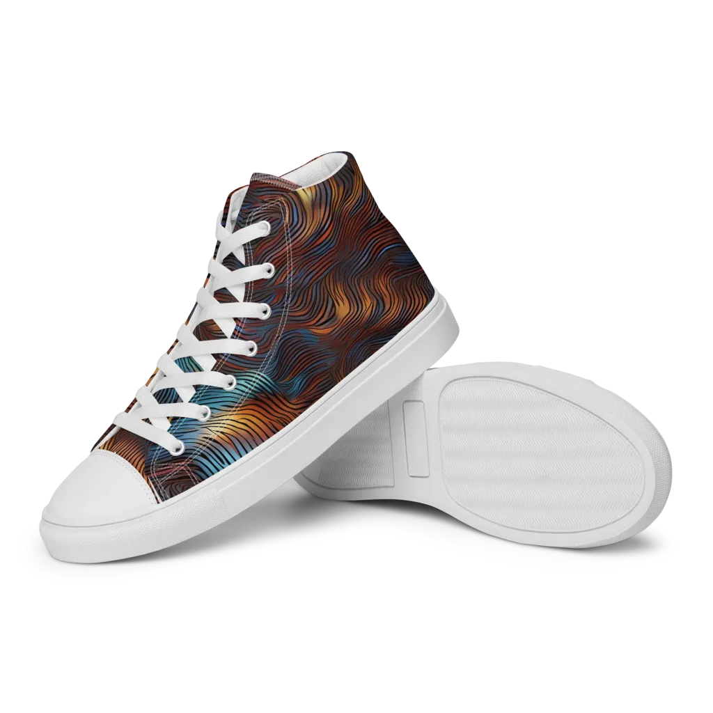 Molten Topography on Women's High Top Canvas Shoes — Left
