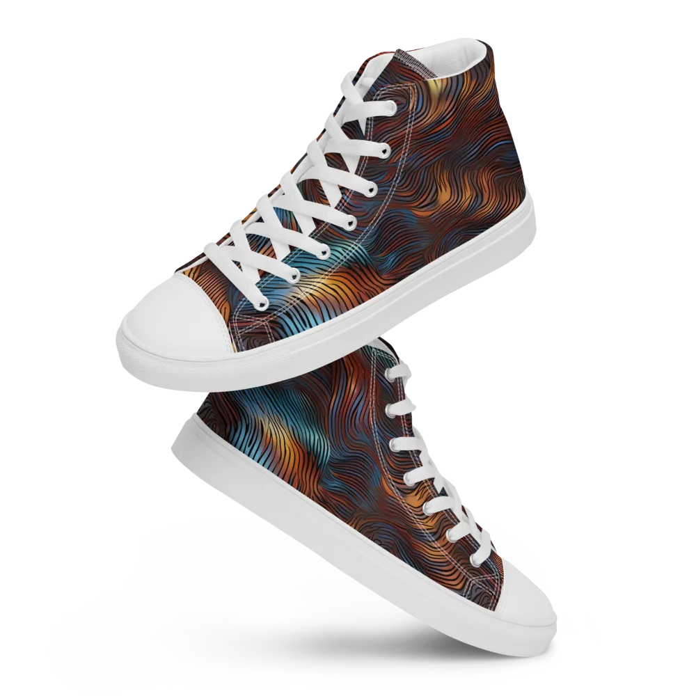 Molten Topography on Women's High Top Canvas Shoes — Front