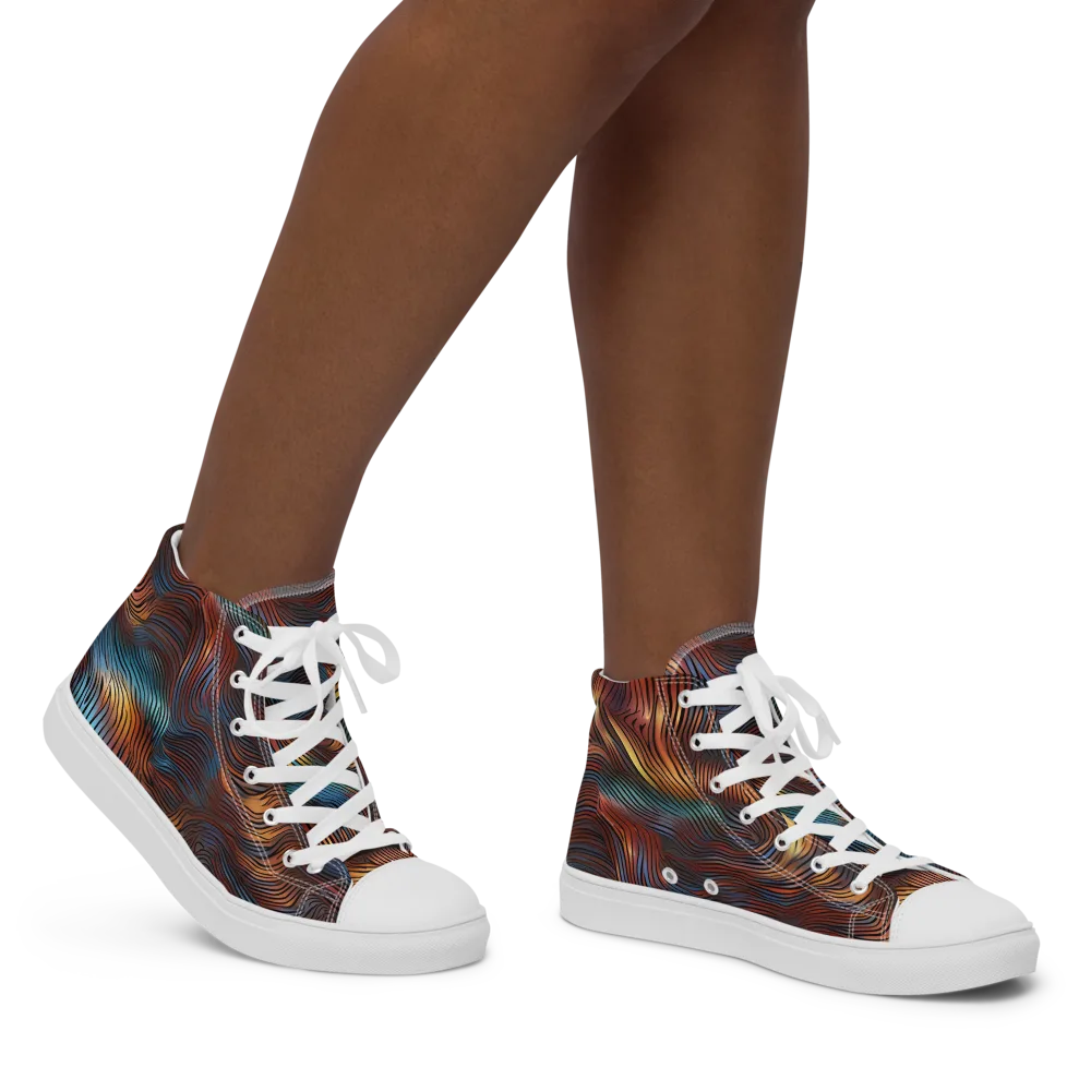 Molten Topography on Women's High Top Canvas Shoes — Right