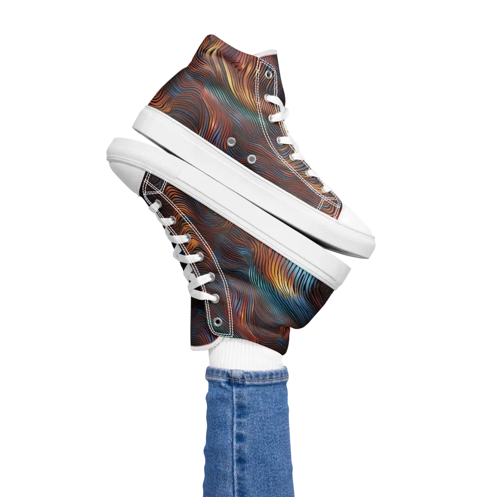 Molten Topography on Women's High Top Canvas Shoes — Left