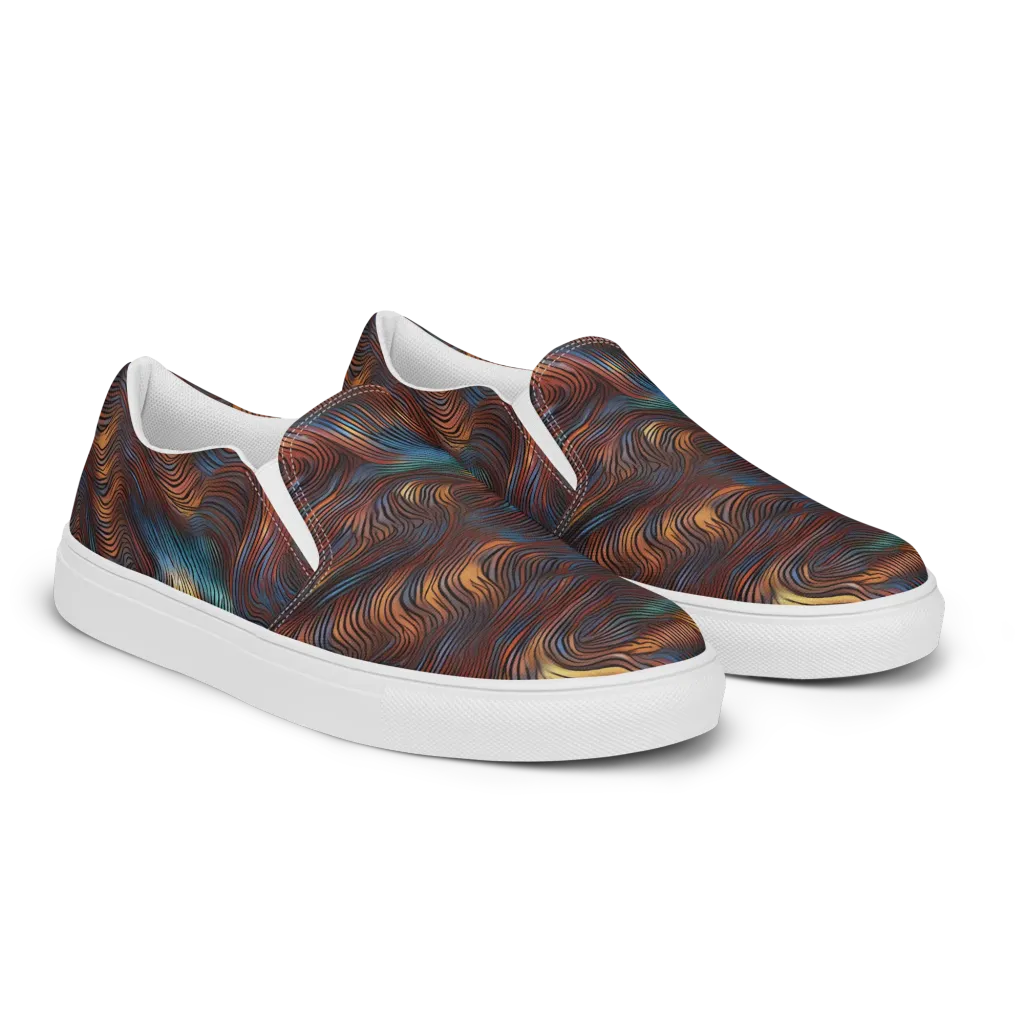 Molten Topography on Men's Slip-On Canvas Shoes — Right Front