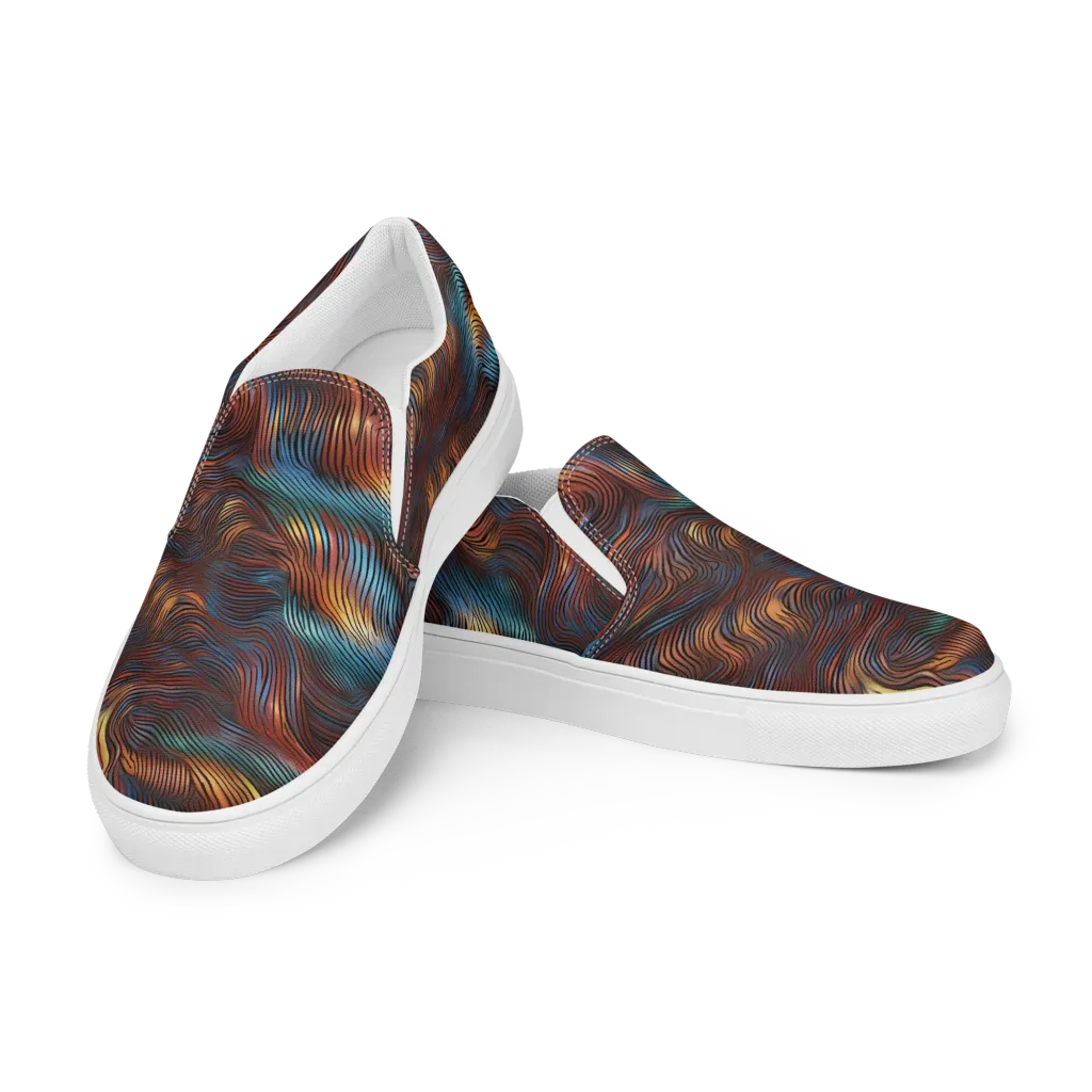 Molten Topography on Men's Slip-On Canvas Shoes — Left Front