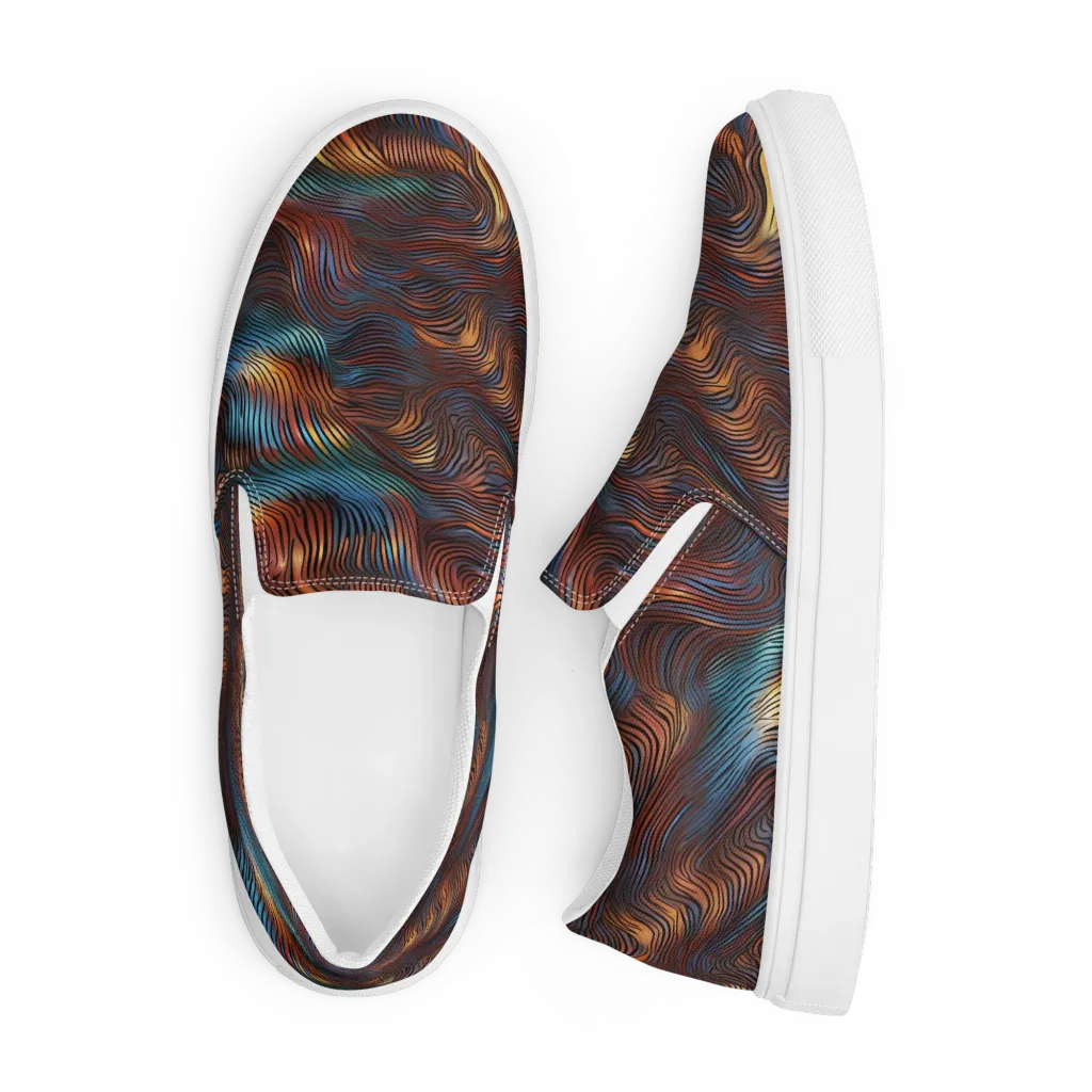 Molten Topography on Men's Slip-On Canvas Shoes — Front