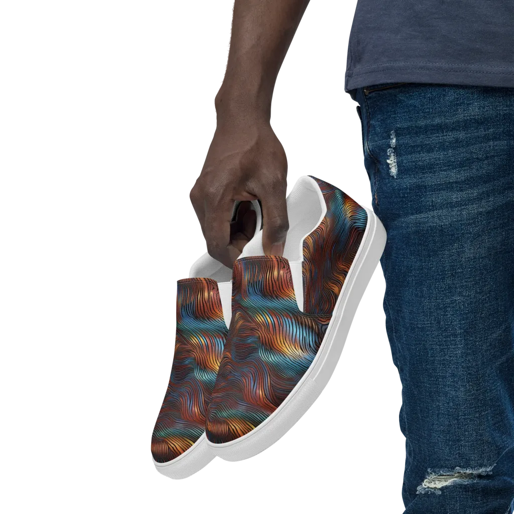 Molten Topography on Men's Slip-On Canvas Shoes — Left Front