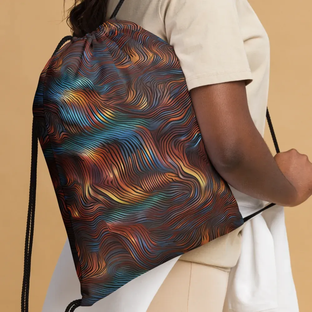 Molten Topography on Drawstring Bag — Front