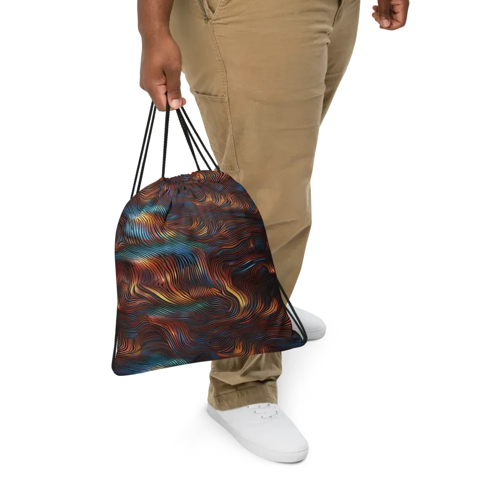 Molten Topography on Drawstring Bag — Front