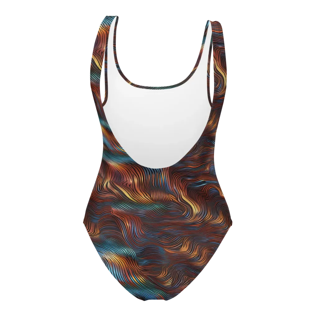 Molten Topography on One-Piece Swimsuit — Back