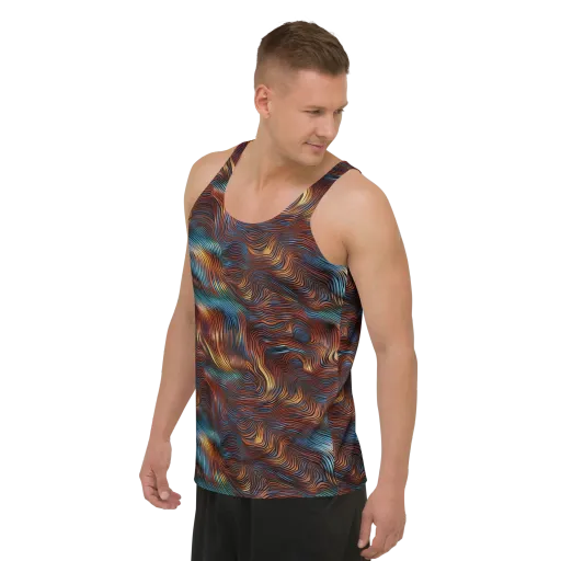 Molten Topography on a Men's Tank Top