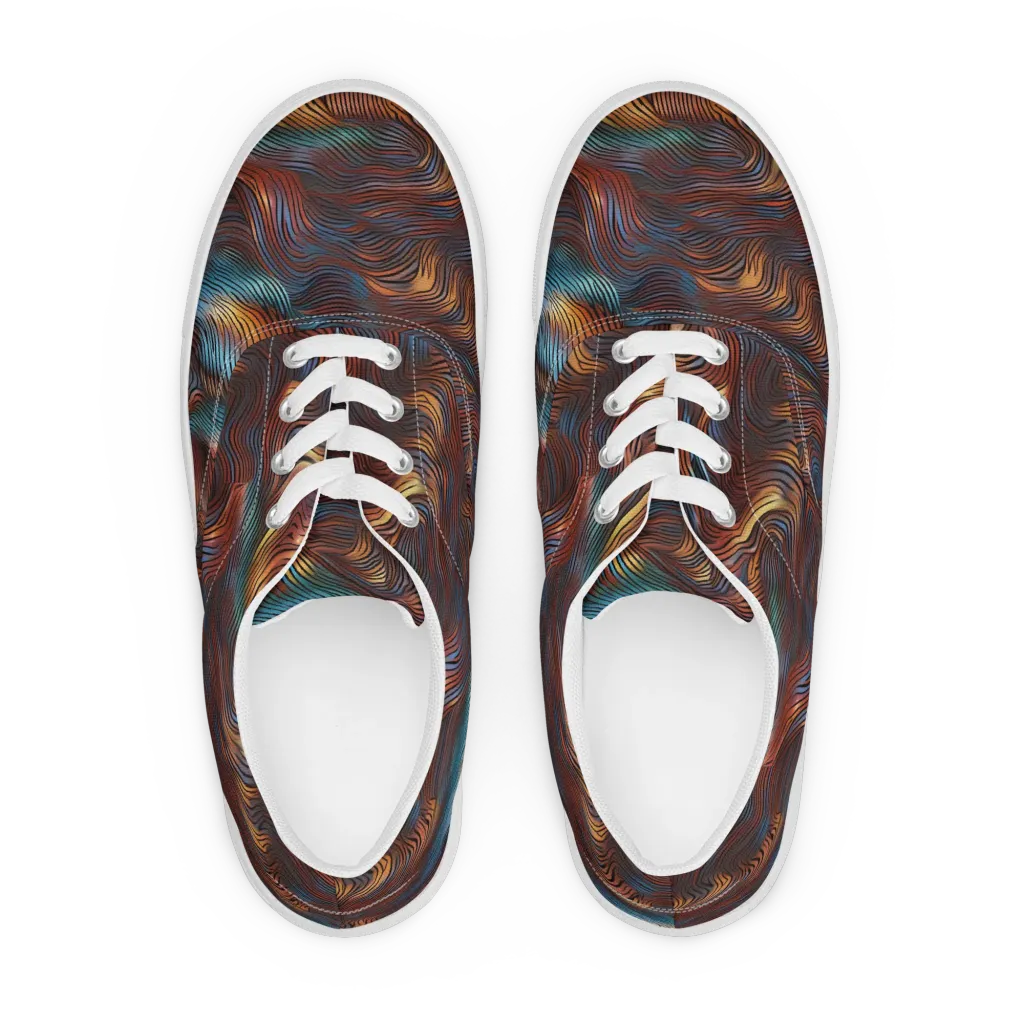 Molten Topography on Men's Lace-Up Canvas Shoes — Front
