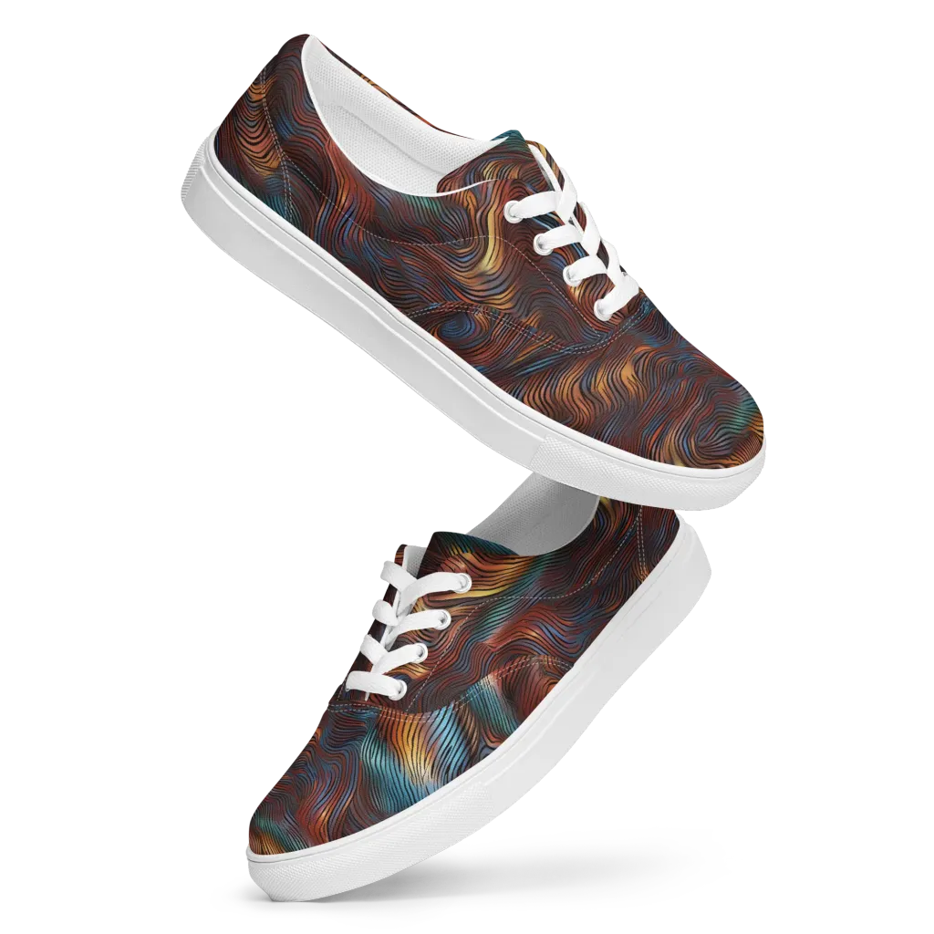Molten Topography on Men's Lace-Up Canvas Shoes — Front