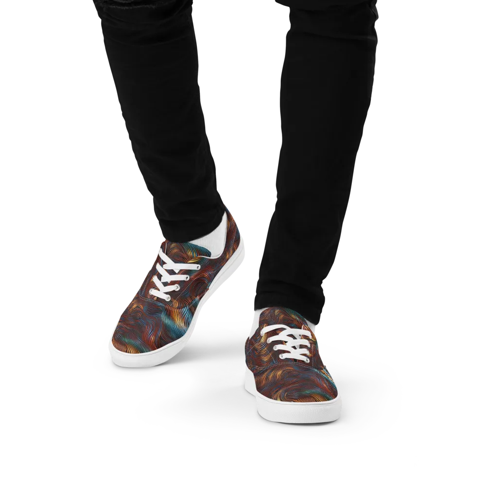 Molten Topography on Men's Lace-Up Canvas Shoes — Front