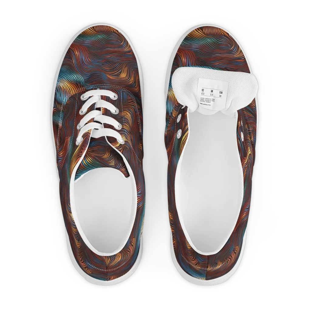 Molten Topography on Men's Lace-Up Canvas Shoes — Front