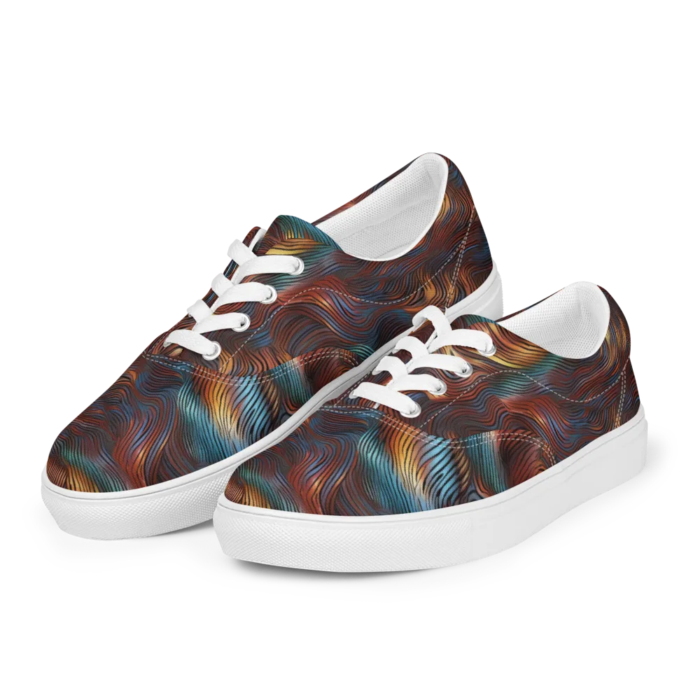 Molten Topography on Men's Lace-Up Canvas Shoes — Left Front