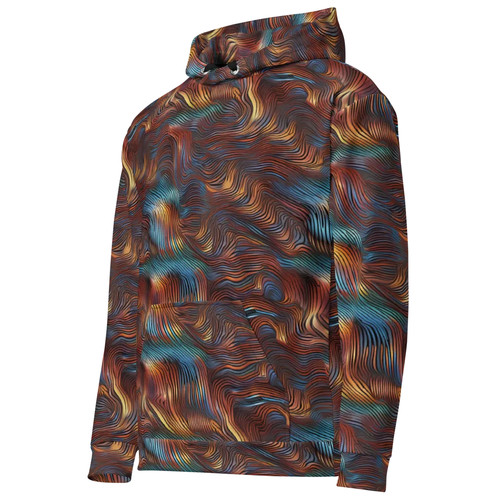 Molten Topography on Cotton Hoodie — Left Front