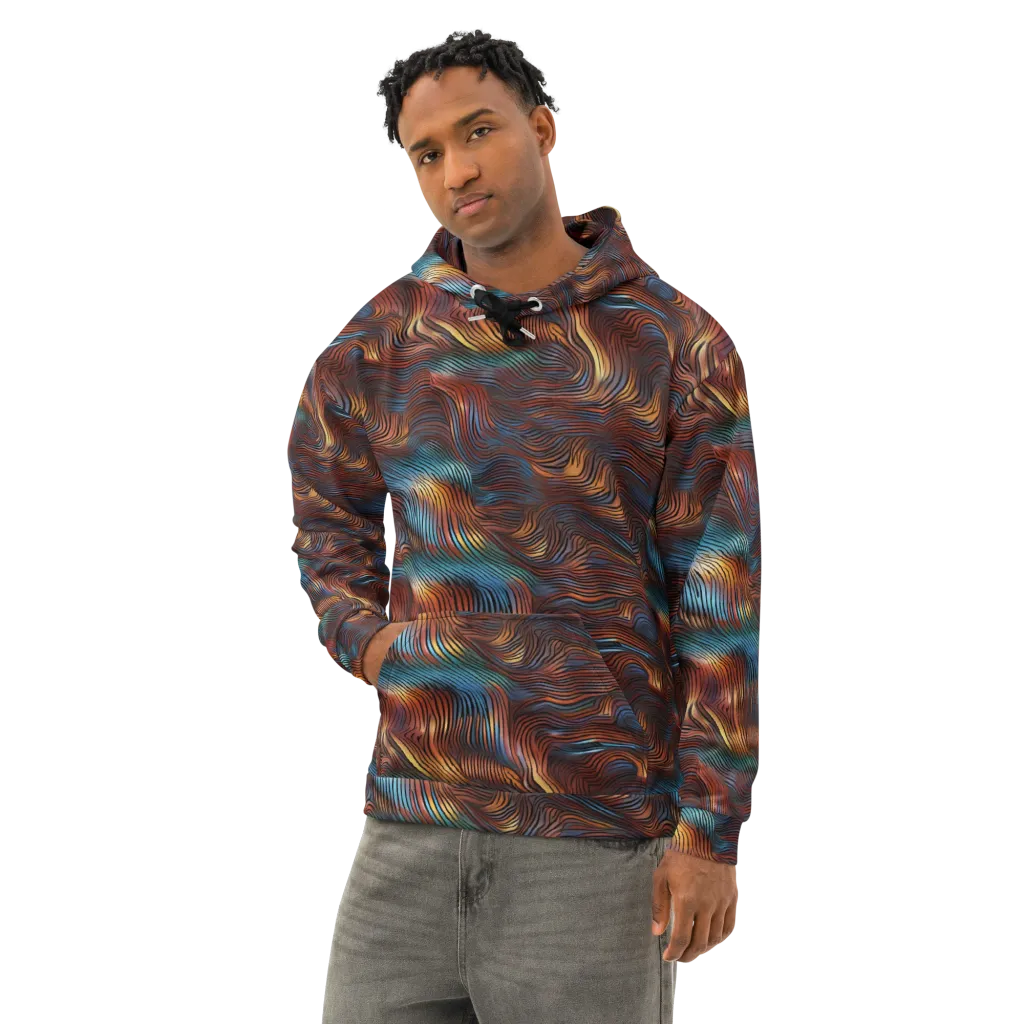 Molten Topography on Cotton Hoodie — Left Front