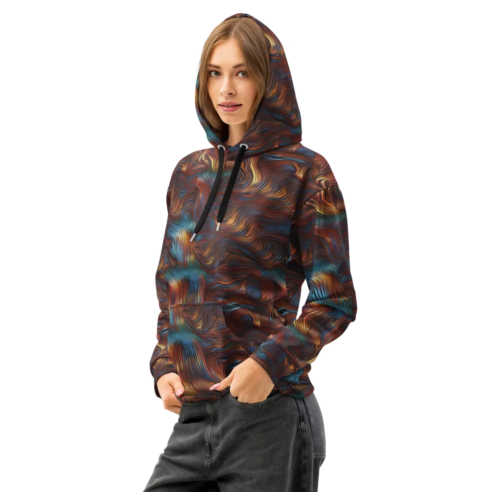 Molten Topography on Cotton Hoodie — Left Front