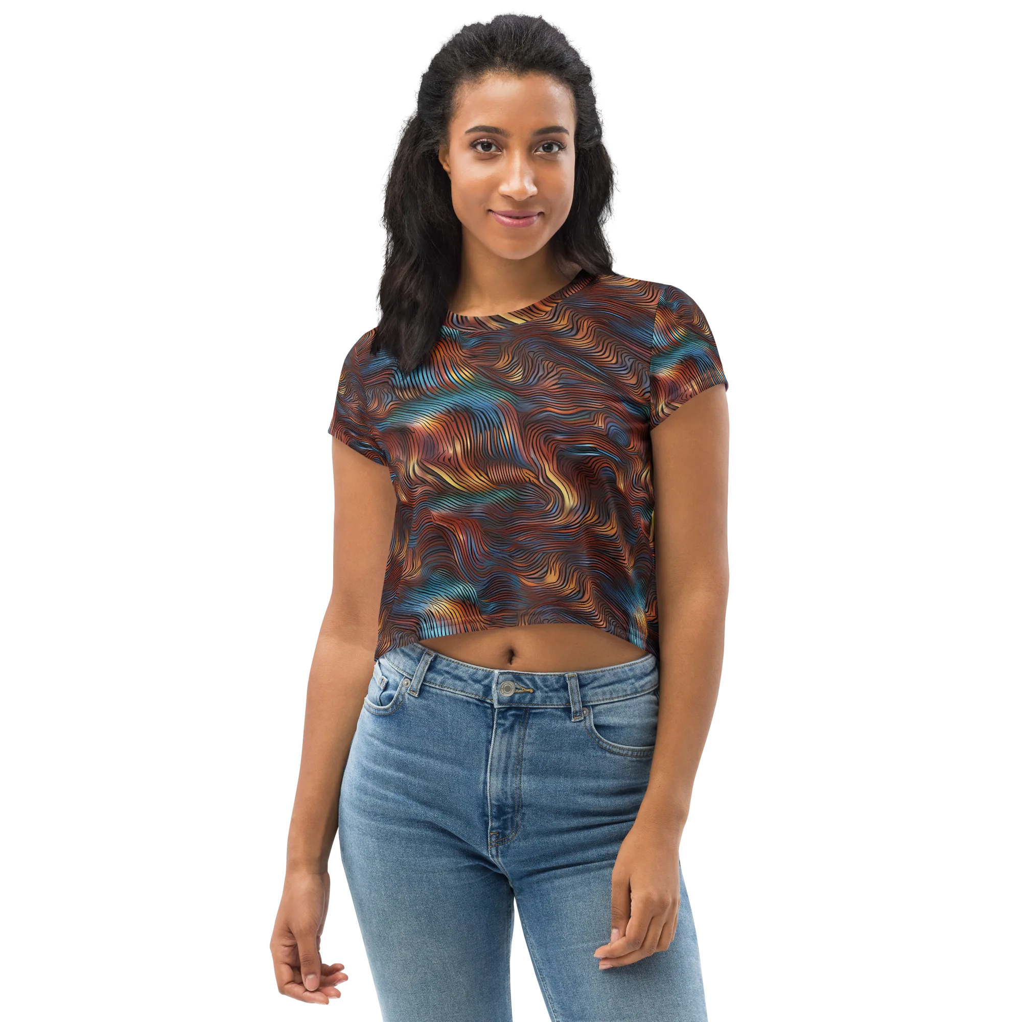 Molten Topography on Crop Tee — Front