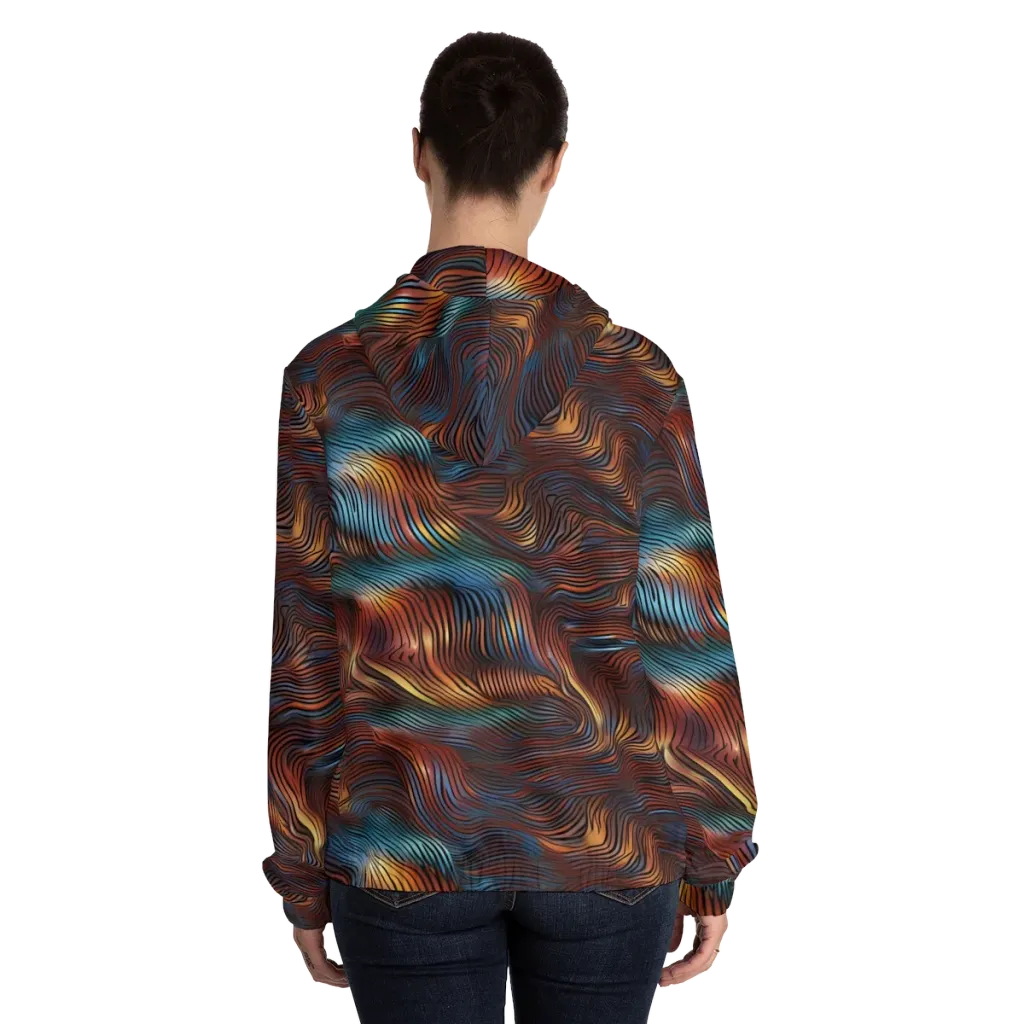 Molten Topography on Women's Full-Zip Hoodie — Back On Person