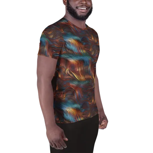 Molten Topography on a Men's Athletic T-Shirt